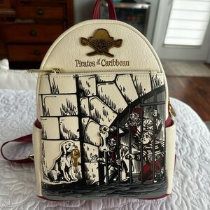 Loungefly Disney Parks Cream Mini Backpack with Red Trim